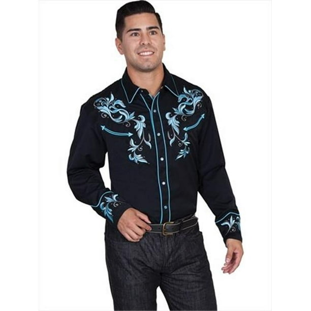 Scully P-844-BLK-L Mens Western Shirt - Black, Large 