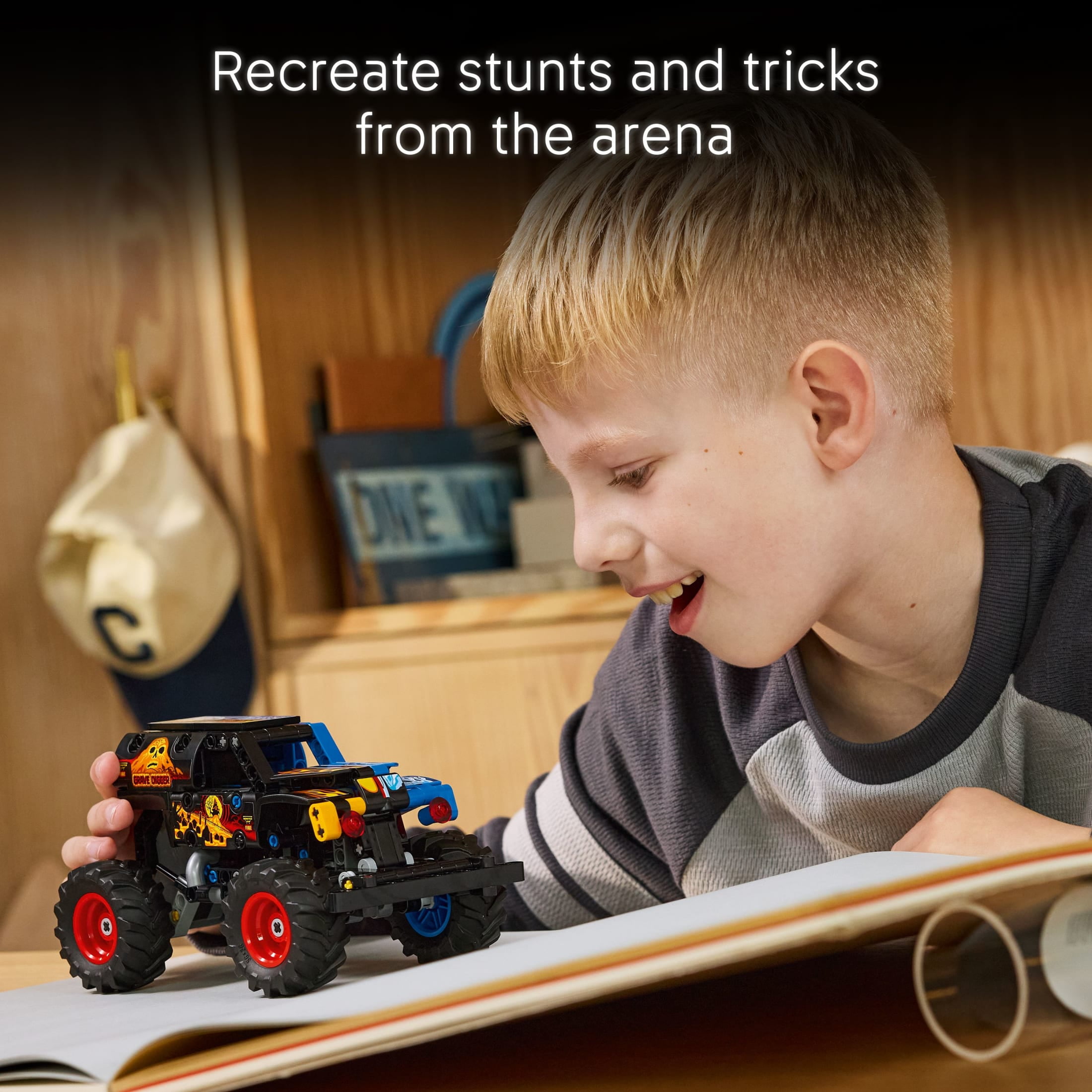 LEGO Technic Monster Jam Grave Digger Fire and Ice Building Toy for Boys & Girls - Monster Truck Toy W/Pull-Back Racing Action for Kids, Ages 7+ - Gift Idea for Birthdays - 42219