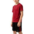 thumbnail image 5 of CYRBOKO Athletic Outfit Sets for Boys, Short Sleeve Breathable Mash Summer Crew Neck Running Sports Clothing Sets Red Size 11-12 T, 5 of 6