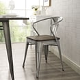 thumbnail image 2 of Modern Contemporary Urban Design Industrial Distressed Antique Vintage Style Kitchen Room Dining Chair, Silver, Metal Wood, 2 of 4