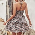 thumbnail image 4 of Summer Dresses for Women 2022 Halter Neck Off Shoulder Sleeveless Backless Floral Printing Ruffle A-Line Dress, 4 of 5
