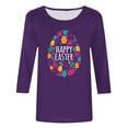 thumbnail image 4 of Honeeladyy Happy Easter Shirts for Women,Fashion 2024 3/4 Sleeve Round Neck Funny Eggs Print Pullover Tops Spring Tees Gift Purple M, 4 of 4
