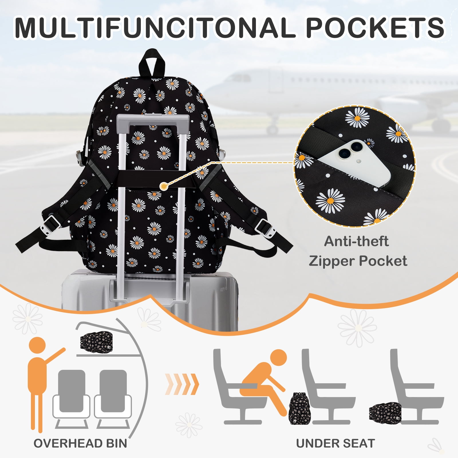 Inadays School Backpacks for Teens 3PCS Set Middle School Bookbag Students Lightweight Durable Casual Outdoor Daypack College