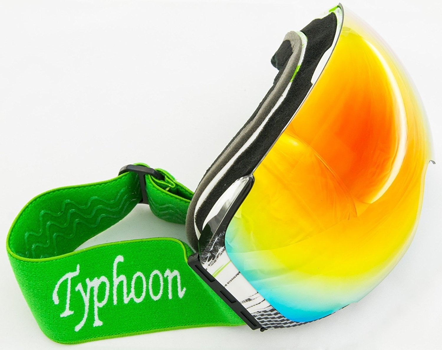 Magnetic Ski Goggles Green White Energy Frame w Red & Yellow Interchangeable Lenses by