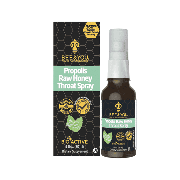 BEE & YOU Manuka Honey Throat Spray with Menthol, Antimicrobial, Antibacterial, 1 Fl Oz