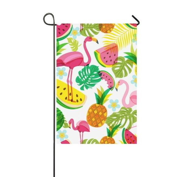 YUSDECOR Pink Flamingo Garden Flag Outdoor Flag 12x18 inch