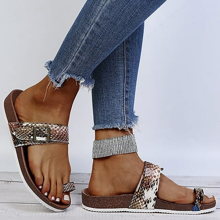 

Women Platform Light Weight Comfy Snake Print Buckles Walking Sandals