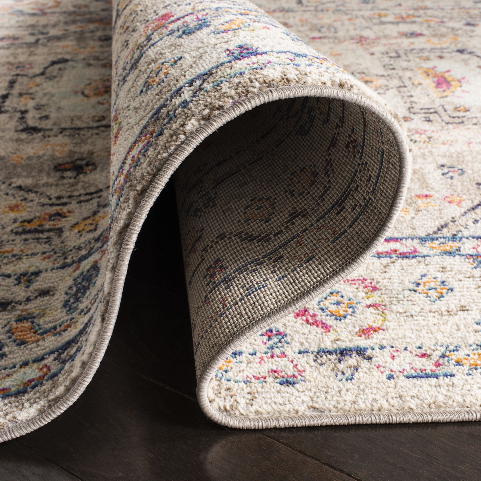 SAFAVIEH Madison Trenton Vintage Traditional Runner Rug, Grey/Blue, 2' x 8'