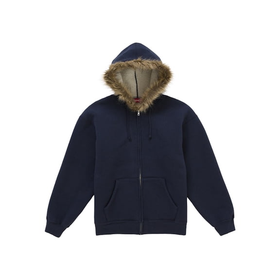 Supreme Men's Faux Fur Zip Up Hooded Sweatshirt Navy, from StockX
