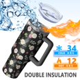 thumbnail image 5 of 40oz Pioneer Flower Floral Print Pattern Insulated Tumbler with Handle, BPA-Free Leak Proof Lid and Straws, Double Wall Vacuum, Hot 12h/Cold 34h, 5 of 6