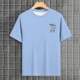 thumbnail image 5 of kpoplk Men's Daily Essential T-Shirt Big and Tall Relaxed Fit Short Sleeve Crew Neck Soft Cotton Blend Graphic Print Tee Size L,Light Blue, 5 of 7