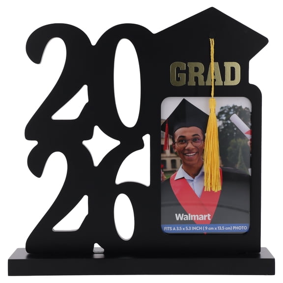 2026 Grad Photo Frame, Black and Gold, 3.5" x 5.3", Graduation by Way To Celebrate