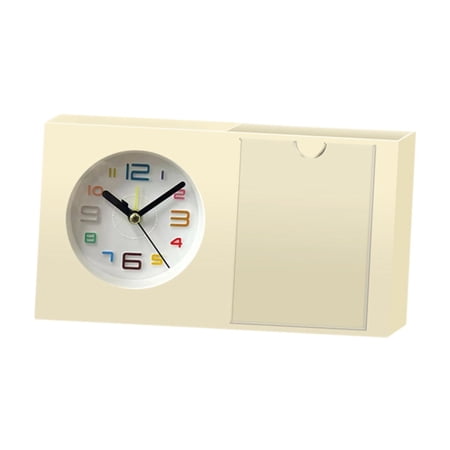 deevoka Tabletop Clock Desk Clock Silent with Frame Creative Desk Alarm for Living Beige