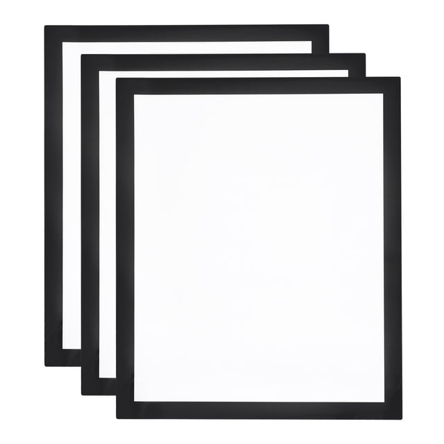 3pcs Self Adhesive Magnetic Wall Sign Holder, 8.5"x11" Frame Display Window Sign Wall Mount for Home,Black