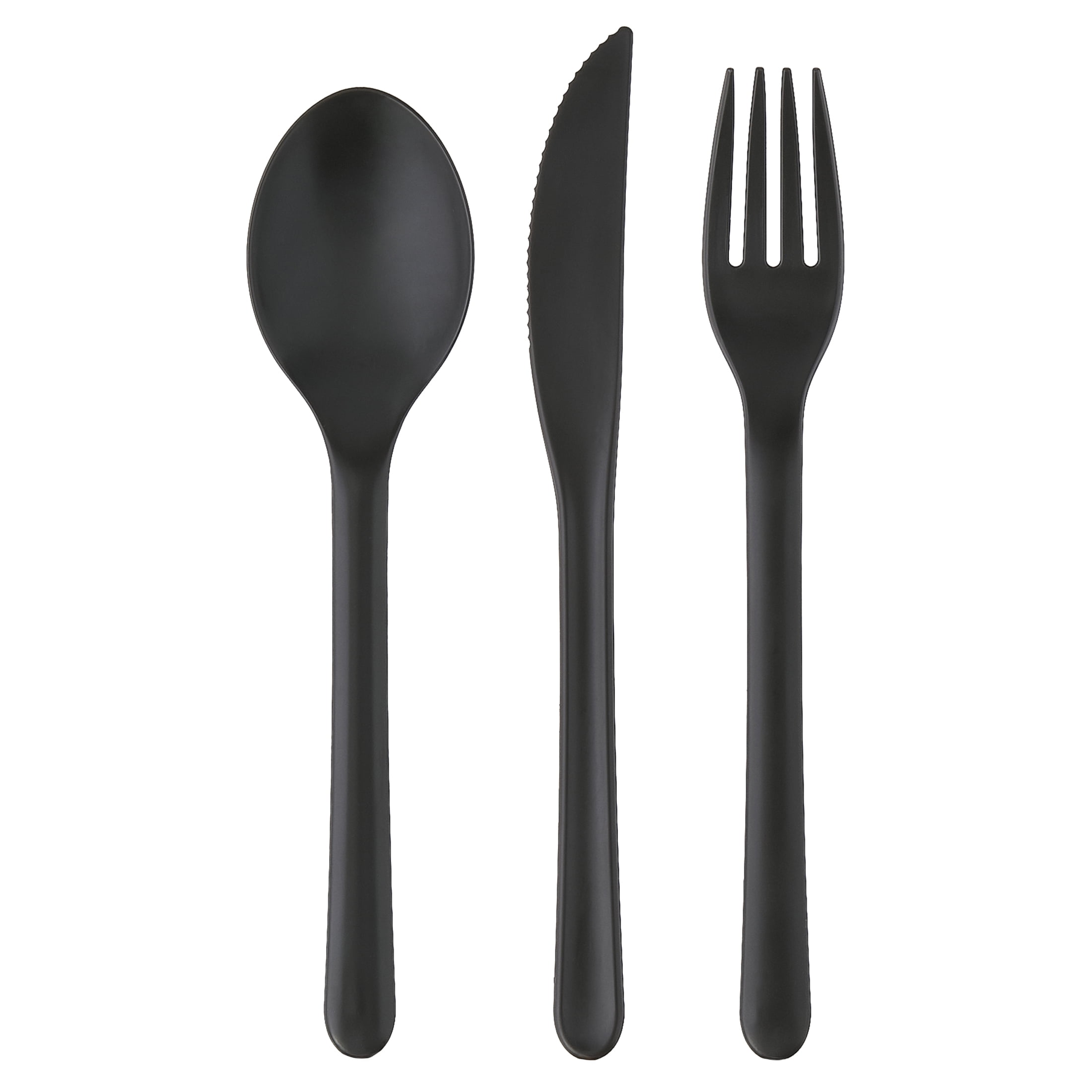 (4 pack) Mainstays - Black Eco-Friendly Recycled Plastic 3-Piece Flatware Set