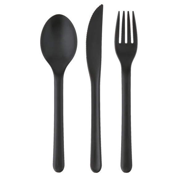 Mainstays Black Recycled Plastic 3-Piece Flatware Set