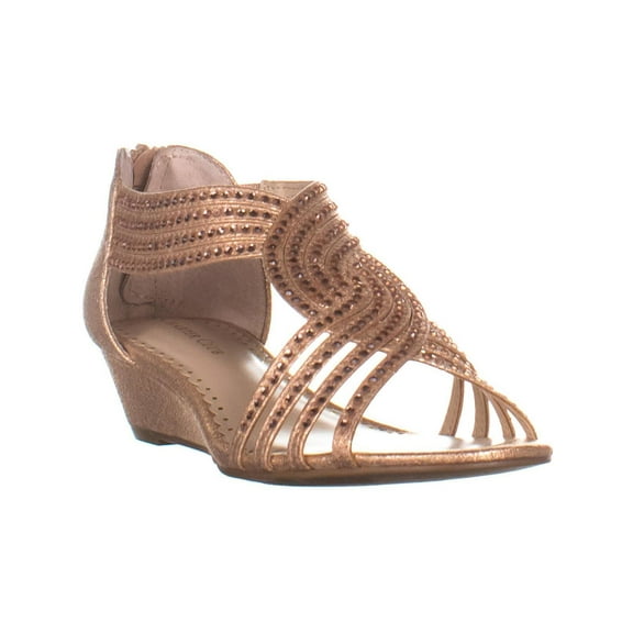 Womens CC35 Ginifur Sequined Braided Sandals, Rose Gold, 5 US