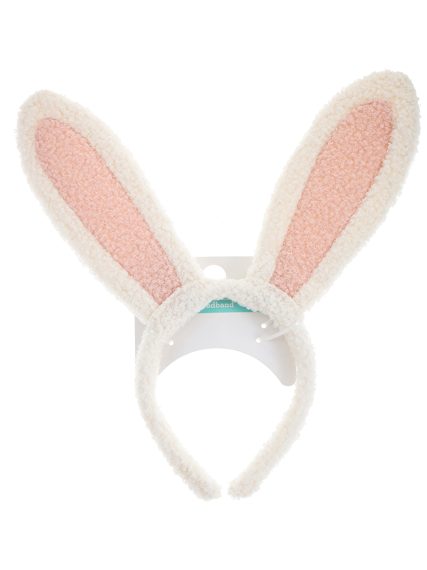 Way to Celebrate Easter Plush Ivory and Pink Bunny Ear Headband, 1 Piece