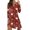thumbnail image 1 of LilyLLL Womens Christmas Xmas Party Long Sleeve Novelty Print Swing Mini Dress, 1 of 4
