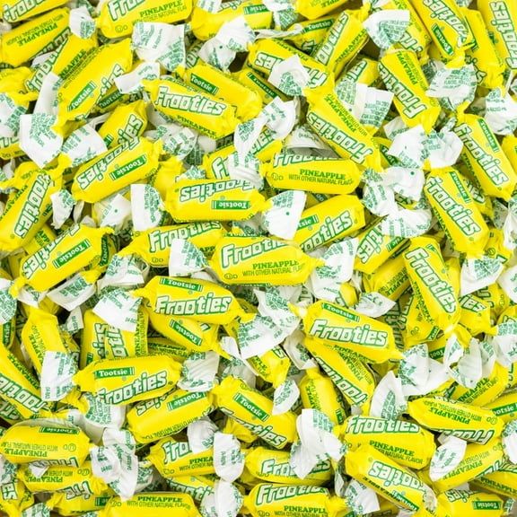 Pineapple Tootsie Roll Frooties, Chewy Tropical Candy, Individually Wrapped, 1.5 lb Resealable Bag, 85  Pieces, Gluten Free, Made in USA