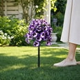 thumbnail image 6 of Doghiosgha 1 Pc 17.7 Inch Artificial Pansy Flower Stake Faux Outdoor Plants Pick for Garden Patio Yard Pathway Decor, Purple, 6 of 6