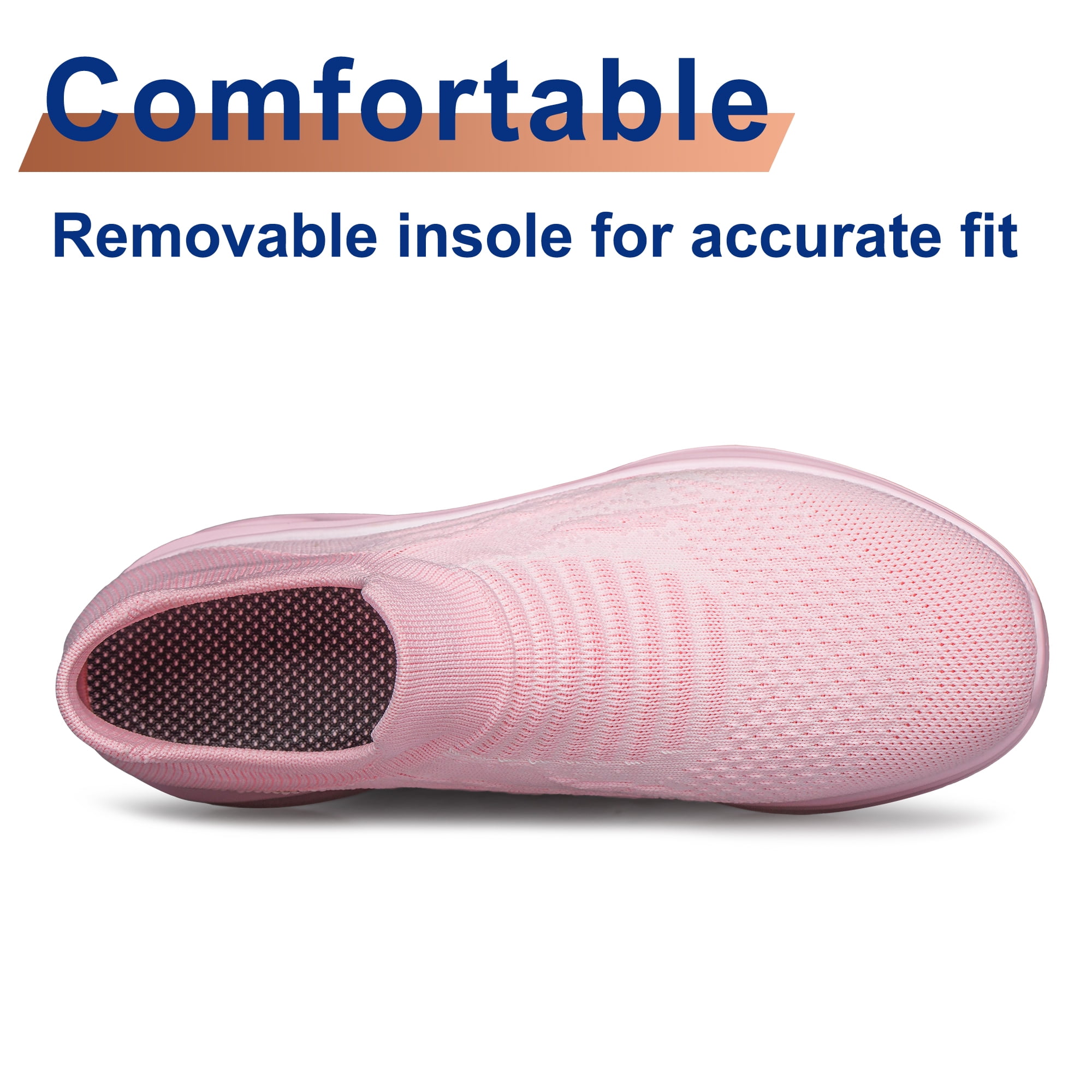 vibdiv Walking Shoes for Women Comfort Non Slip Tennis Shoes Workout Travel Gym Sneakers zapatos para mujer Pink Size 8