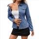 thumbnail image 2 of Chaqueta Vaquera Básica de Larga con Botones y Bolsillos para Mujer. Azul S, 2 of 10