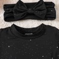 thumbnail image 5 of RUINIXCW Baby Girls Halloween Bat Fashion Long Bell Sleeve Spider Web Print Romper with Headband 2Pcs Outfit, 5 of 7