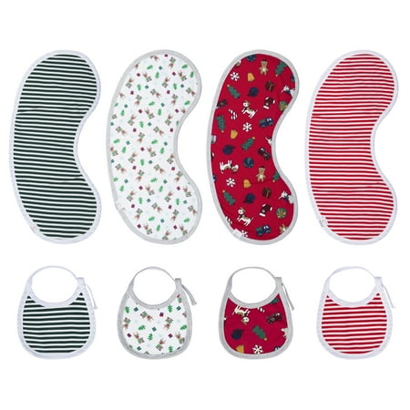 

BIG ELEPHANT Baby Burp Cloth Drooling Bibs Set Christmas Series Soft Absorbent Burping Rags Teething Bib for Boys Girls 8 Pack