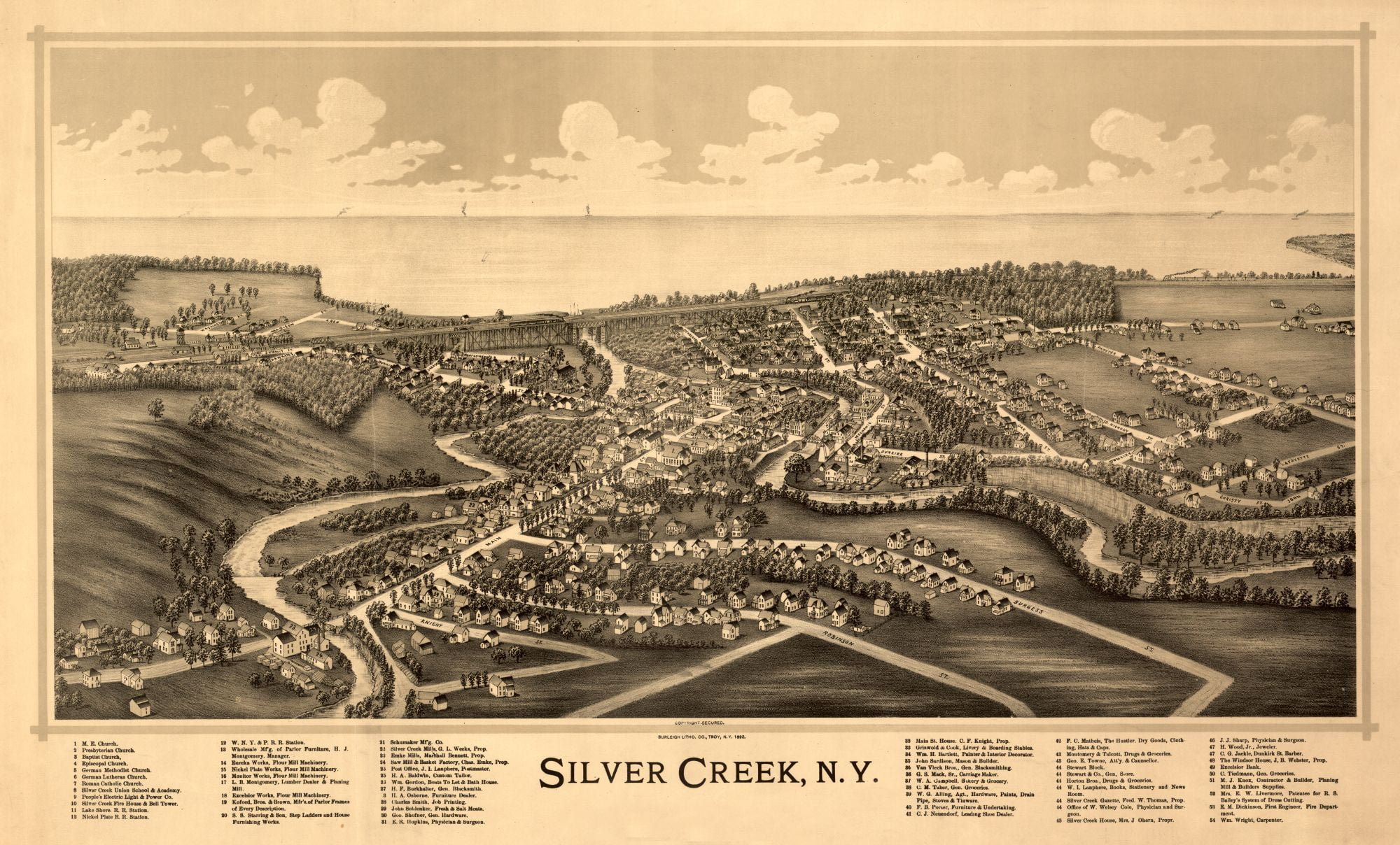 Silver Creek New York Burleigh 1892 38.07 x 23