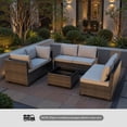 thumbnail image 5 of Patio Furniture Set 7 Piece - All-Weather - Wicker Rattan Patio Outdoor Conversation Set, Modular Sectional Sofa for Backyard, Garden, Poolside, Balcony, Porch, Patio,Brown/Light Gray, 5 of 6