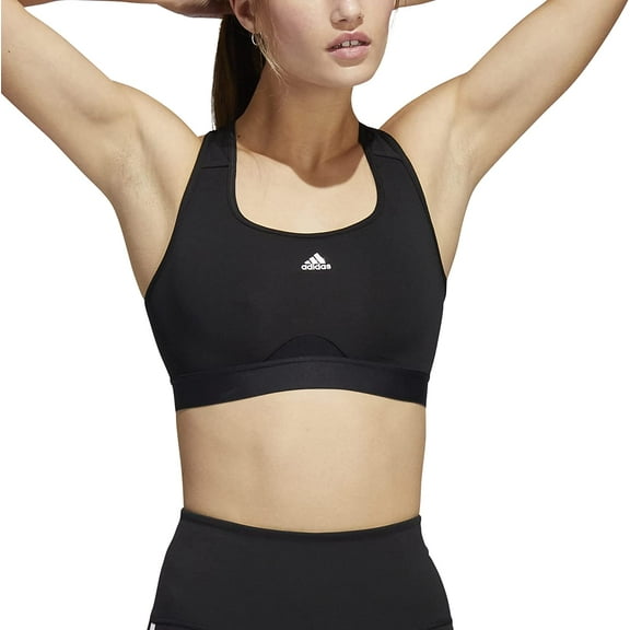 Adidas BLACK Powerreact Training Medium Support Sports Bra, US Small/A-C
