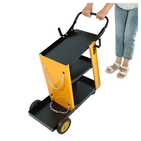 Welding Cart 3 Tier Heavy Duty - Tig Mig Welder Plasma Cutter Trolley with Gas Bottle Storage & Upgrade Handles