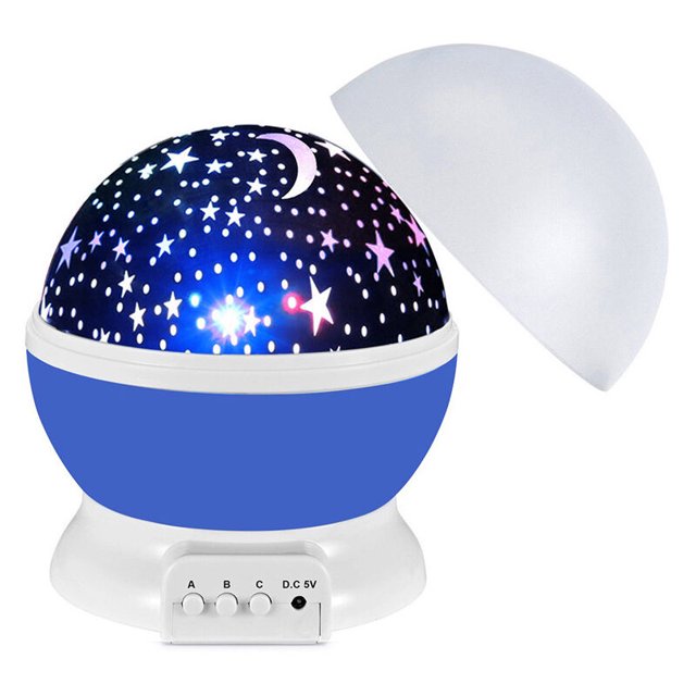 Luz nocturna para bebés, luz nocturna musical y luminosa para niños, proyector de cielo estrellado, luz nocturna de estrellas de proyección de 10 colores, lámpara de proyector LED para niños adultos, regalo para niños bebé niña niño (azul)
