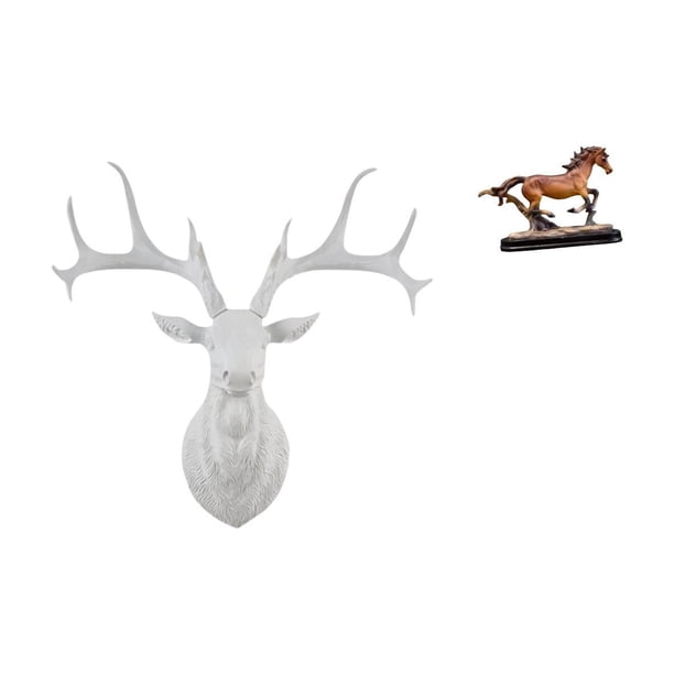 Estatua de cabeza de ciervo,Decoración de pared con cabeza de ciervo,animales,adorno para el hogar,Figura de caballo,Escultura de caballo en miniatura coleccionable,Estatua de animal de adorno