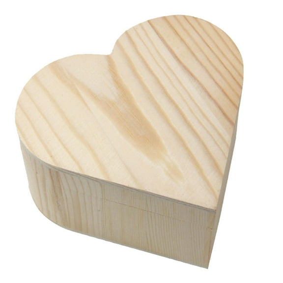 Koolleo Heart Shape Wood Box Unfinished Wood Storage Box Blank Natural Wood Box
