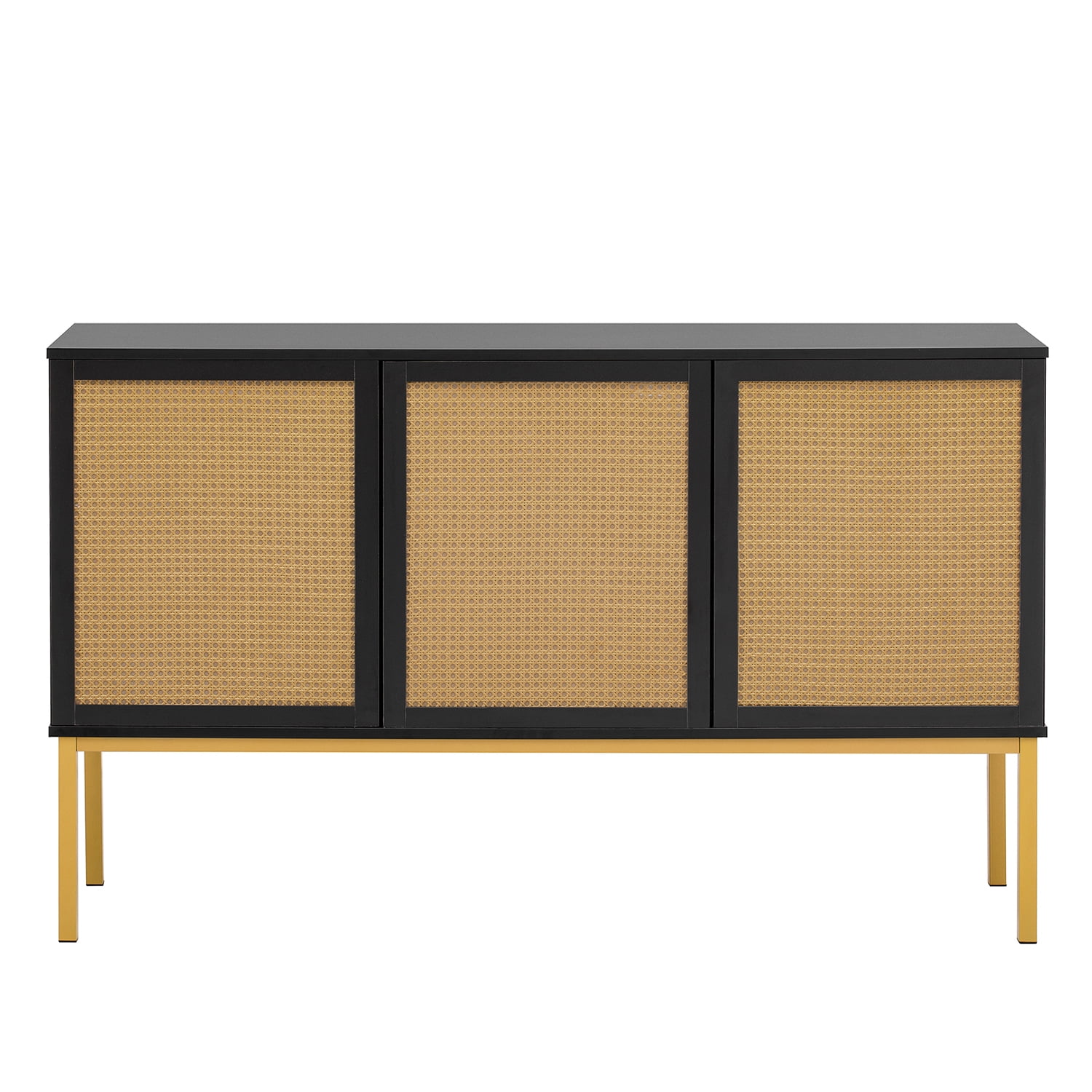 Kadyn 54" Sideboard Buffet Cabinet, Sideboard Storage Cabinet with Artificial Rattan Door and Rebound Device for Entryway, Black Kadyn 54" Sideboard Buffet Cabinet, Sideboard Storage Cabinet with Artificial Rattan Door and Rebound Device for Entryway, Black