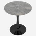 thumbnail image 3 of 27.6-inch black coffee table, mid-century modern style dining table, accommodates 2-4 people, featuring a round dark gray textured marble tabletop, suitable for various settings., 3 of 5