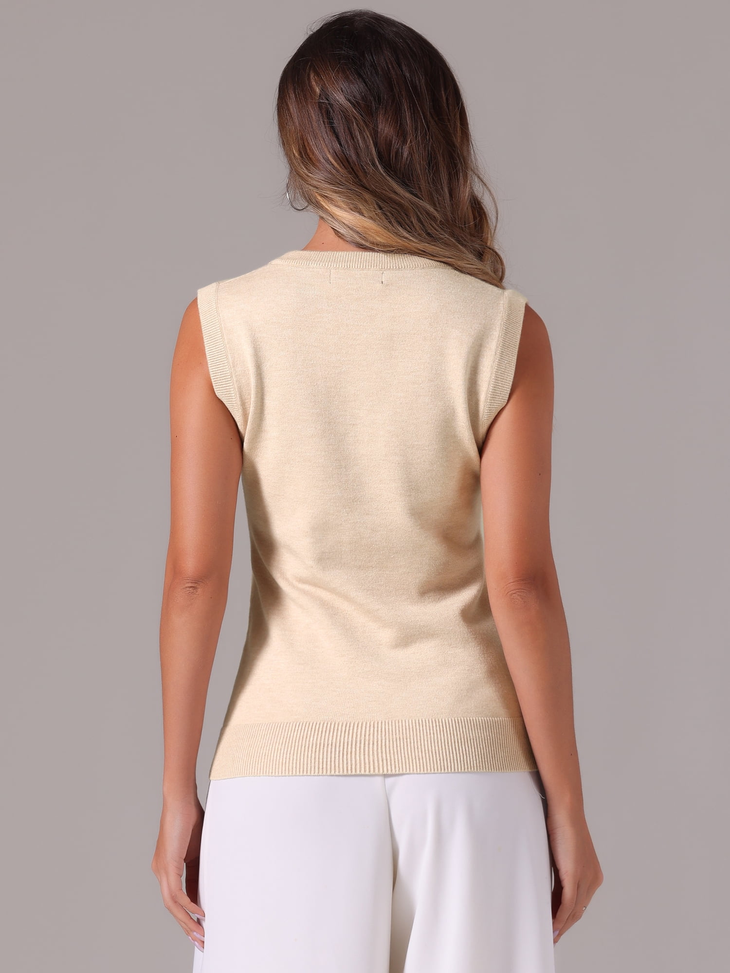 DARING DIVA Women's Sweater Vest Button Ribbed Knitted Tank Top XS Apricot