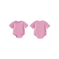 thumbnail image 2 of Cenuakty Infant 0-18M Baby Summer Jumpsuit Solid Color Ribbed Short Sleeve Round Neck Romper Cute Bodysuit, 2 of 9