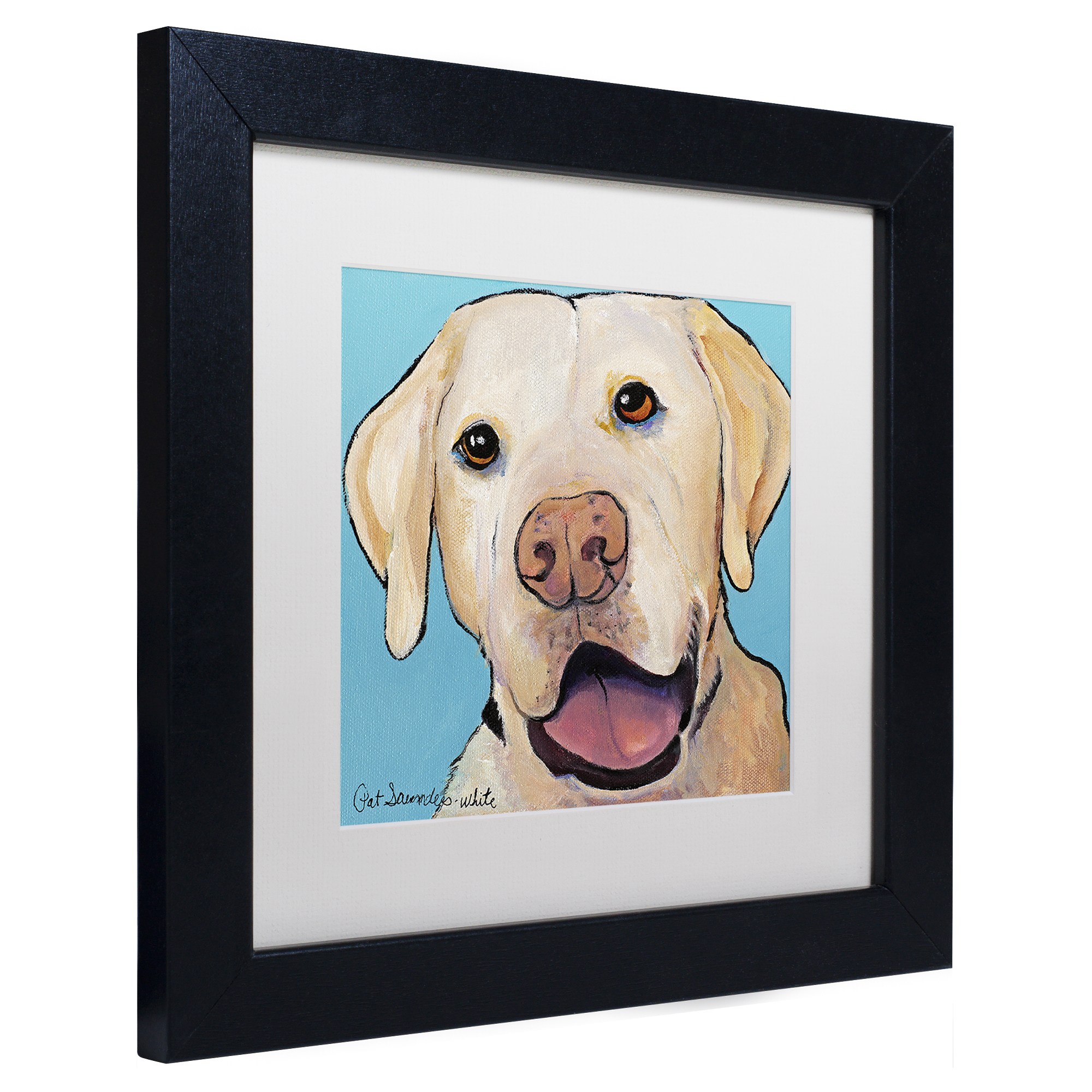 Trademark Fine Art "Lucky Dog Canvas Art" Canvas Art by Pat Saunders-White, White Matte, Black Frame