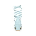 thumbnail image 2 of BLISSFUL STEP Women's Open Toe Lace up Sandals Mid Block Heels Sandals Sky Blue 7, 2 of 7