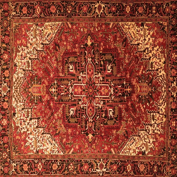 Ahgly Company Indoor Square Persian Orange Traditional Area Rugs, 7' Square