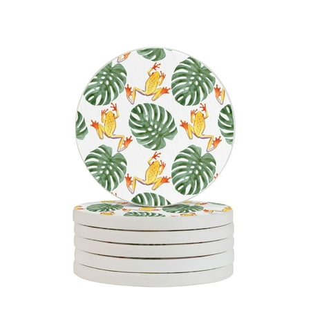 

Circular Drink Coasters Set Frog Beautiful Home Decor Diatomite Heat-Resistant Diatomite Protect Table Countertop