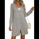 thumbnail image 1 of Cárdigan Ligero de Larga con Botones y Bolsillos para Mujer, Abierto Al Frente, Holgado y Ligero Gris L, 1 of 9