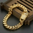thumbnail image 3 of Men Women Stainless Steel Curb Cuban Link Miami Chain Zinc Oxide Zircon Clasp, 3 of 9