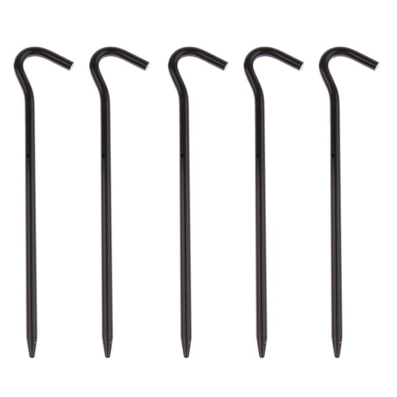 QccHieUs 5 Pieces 18cm Long Aluminum Tent Pegs - Garden Stakes -Heavy Duty - Rust Free Black 2