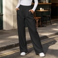 thumbnail image 4 of ClodeEU Women's Elastic Waist Straight Leg Dress Pants,Fashion Solid Color Trouse With Pockets ,Women's Plus L, 4 of 7