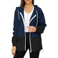 thumbnail image 2 of Alsol Lamesa Raincoats for Women Waterproof Lightweight Rain Jackets Color Block Windbreaker Packable Outdoor Running Hiking Hooded Jacket, 2 of 5
