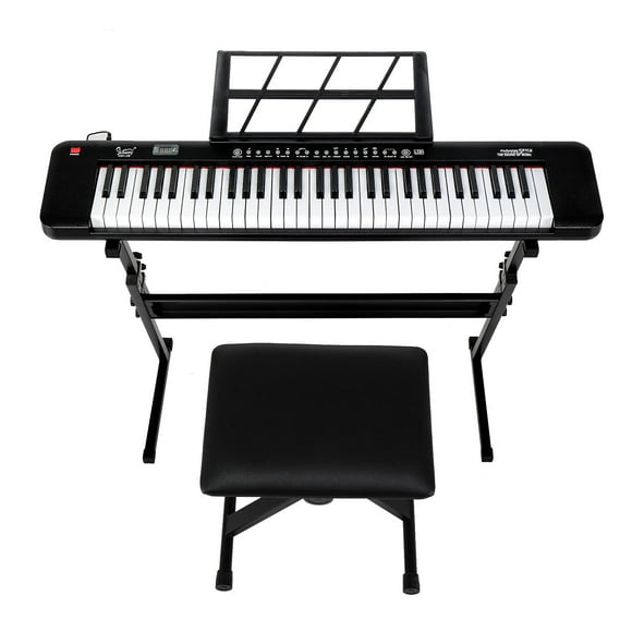 Zimtown 61 Keys Electronic Keyboard Piano Set with Lighted Full Size Keys, Stand, Bench
